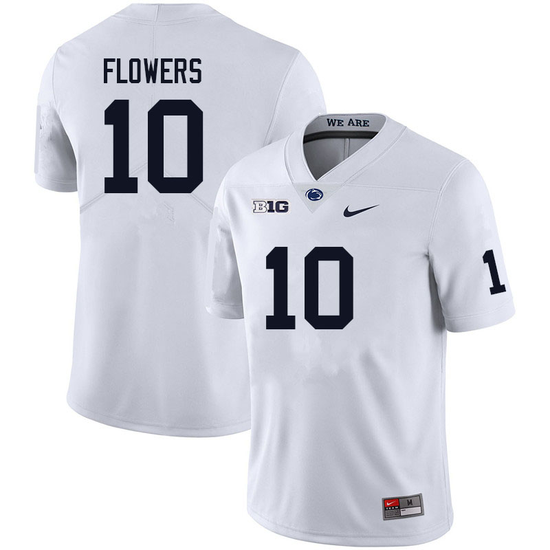 Men #10 Mehki Flowers Penn State Nittany Lions College Football Jerseys Sale-White - Click Image to Close